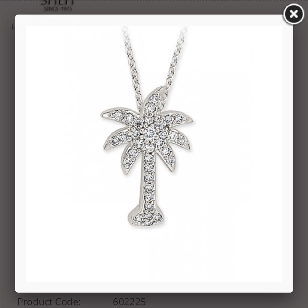 14kt white gold diamond palm tree necklace